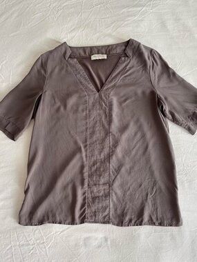 Falconeri Brown Silk V-neck Blouse Size M